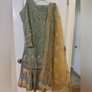 This is lehengha(long skirt) with a long sleeve top.